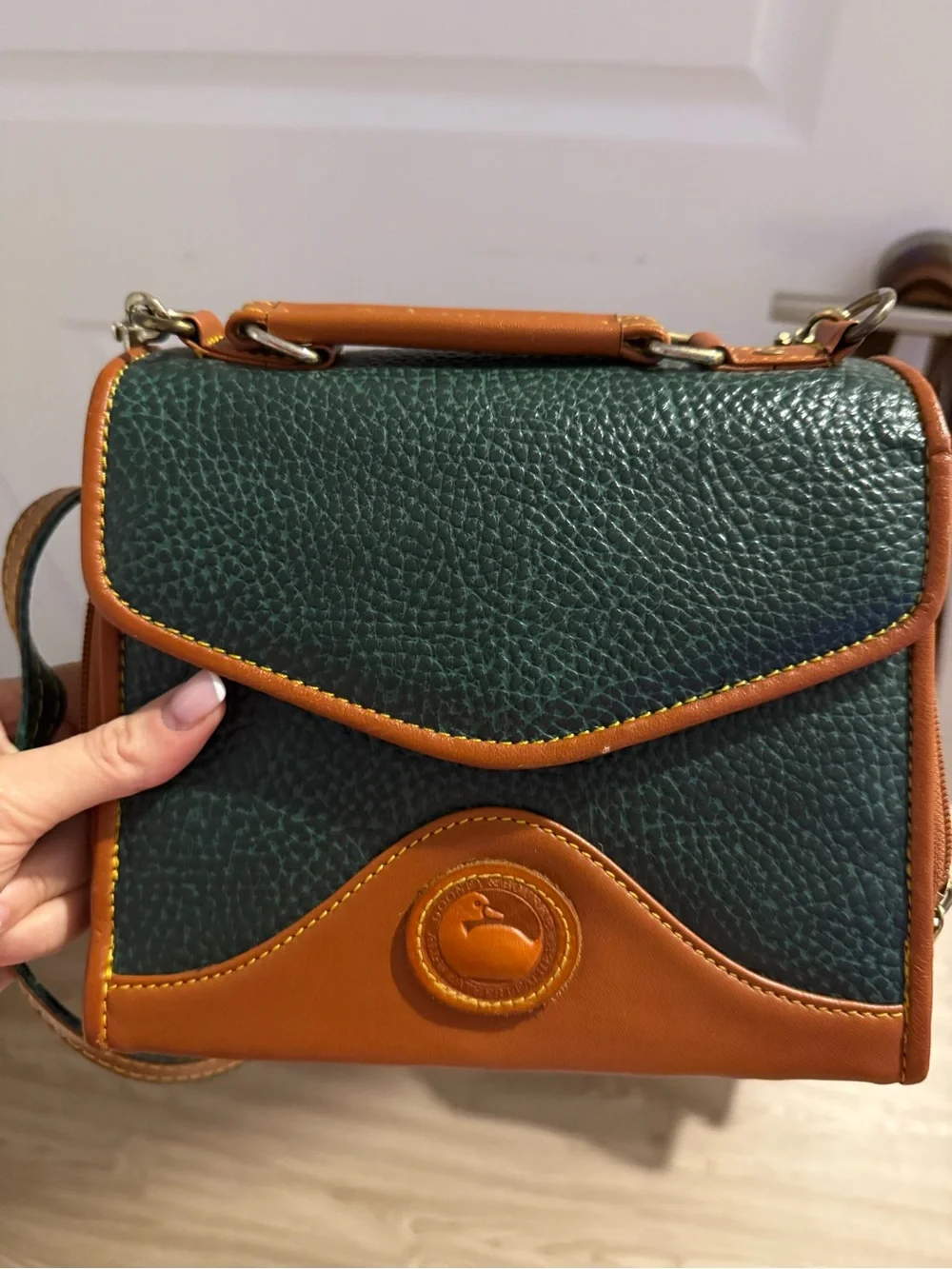 Dooney & Bourke Two-Tone Tan and Cream Leather Tote